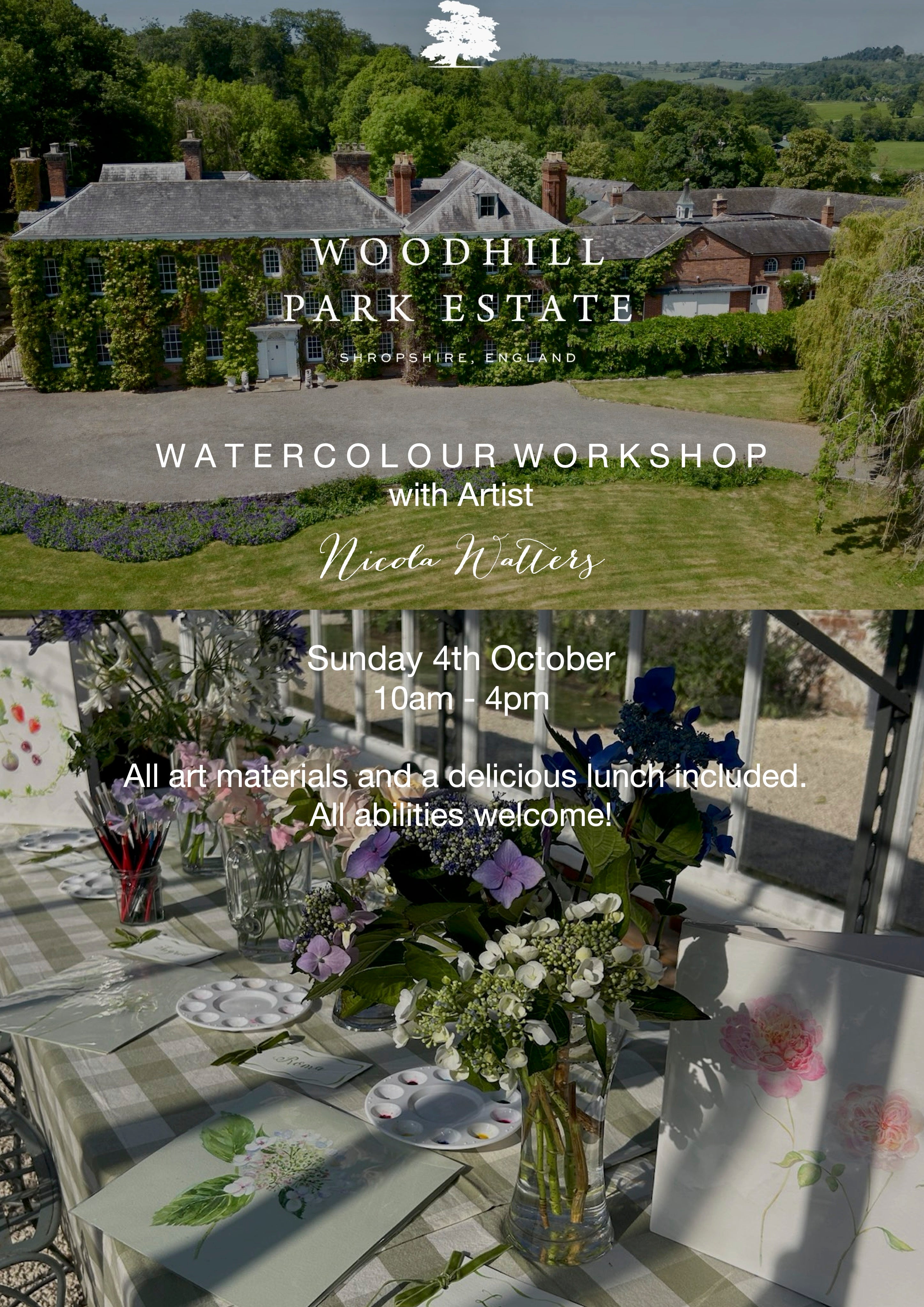 Autumn Watercolour painting day at The Woodhill Park Estate, Shropshire.