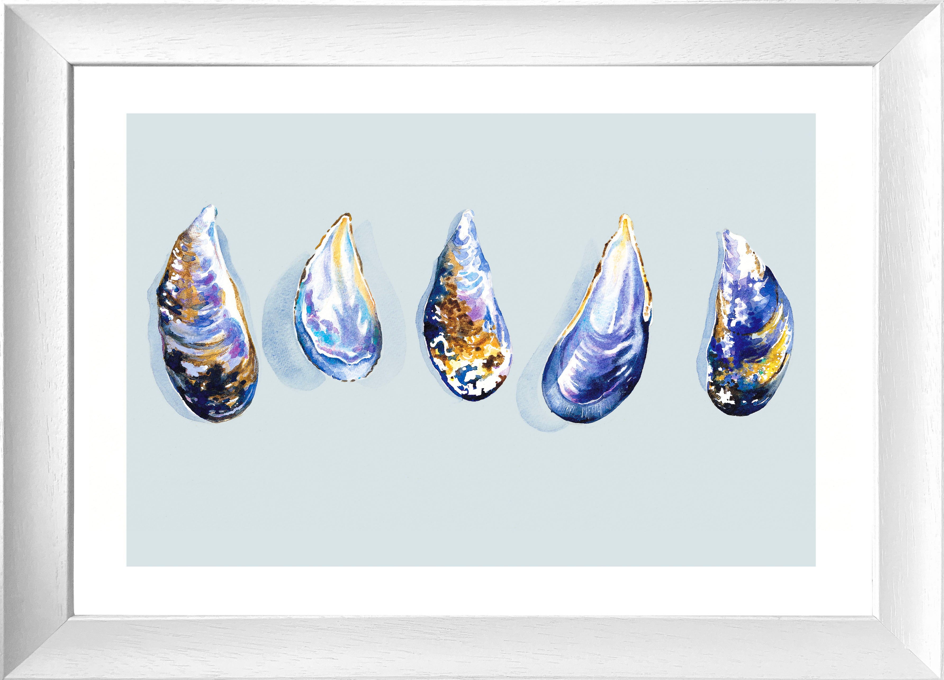 Five Blue Mussels (Framed Print)