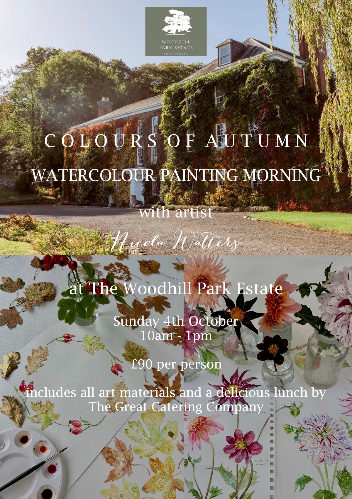 Autumn Watercolour painting morning at The Woodhill Park Estate